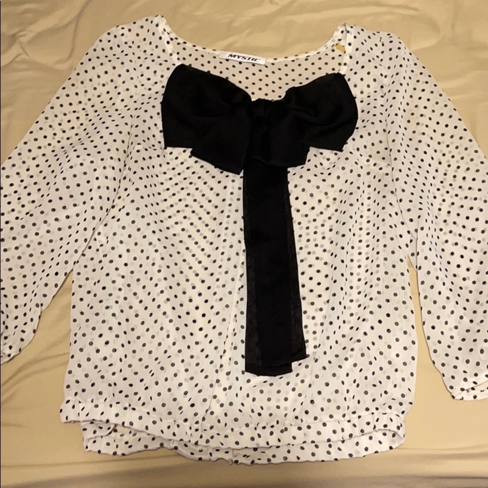 Polka-Dot Bow Blouse